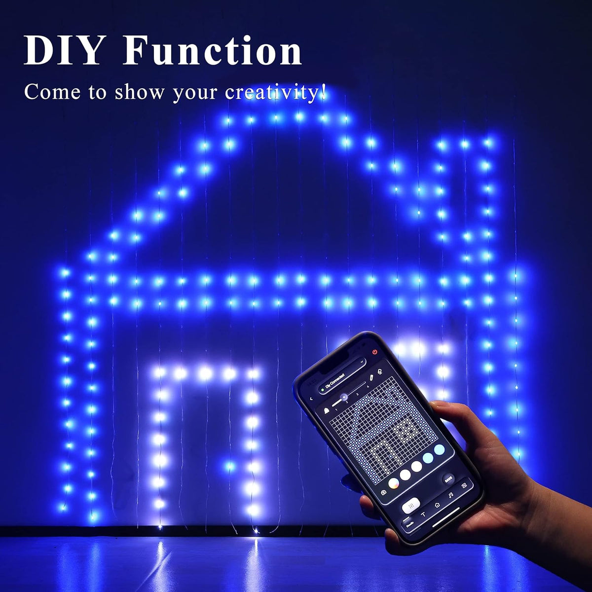 JMEXSUSS App-Controlled Color Changing Curtain Lights, 400 LED RGB String Lights for Halloween