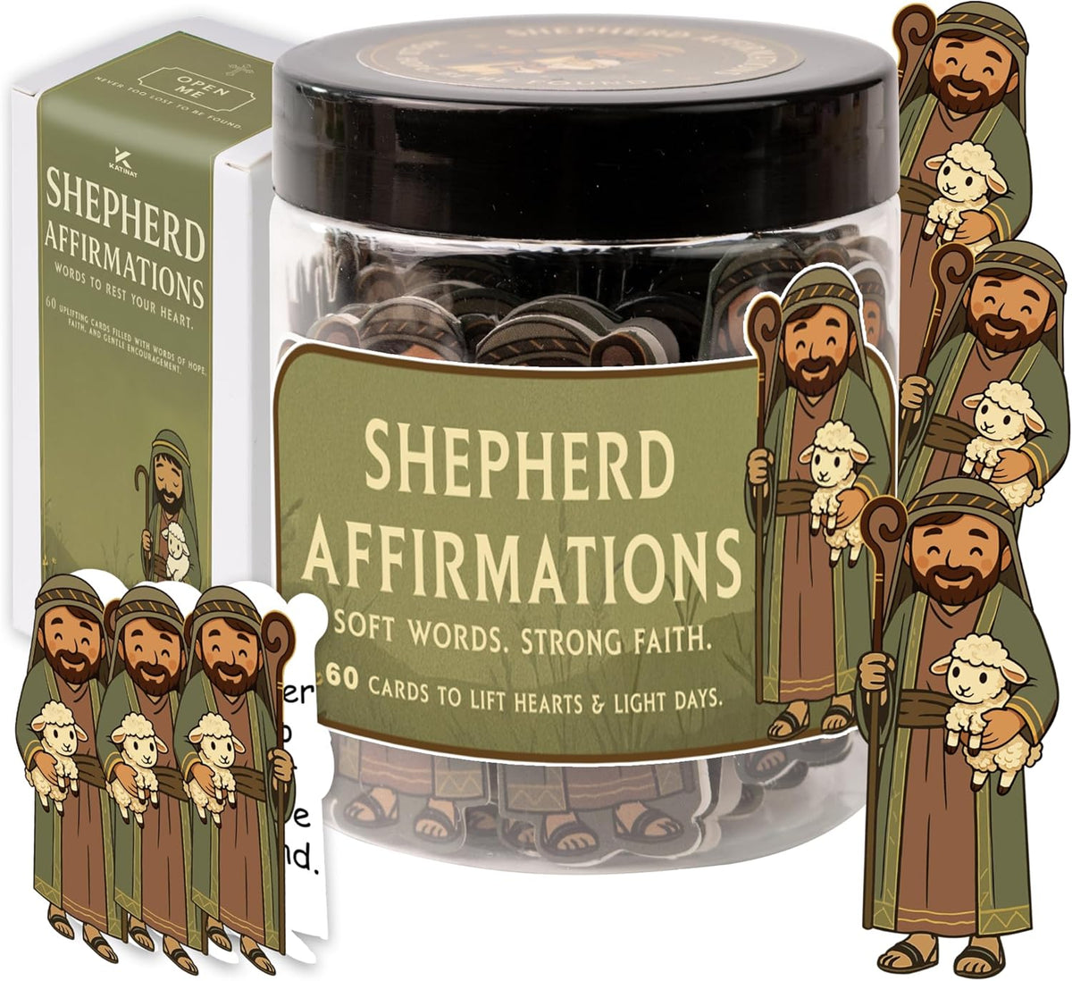 Shepherd Affirmations Jar- Faith & Encouragement Notes, Christian Gifts for Men & Women, Pastor