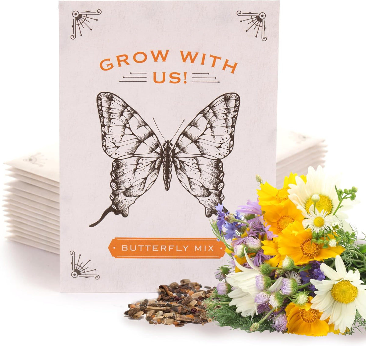 Bentley Seeds Grow with Us Pre Filled Butterfly Mix Seed Packets - 25 Individual Assortment