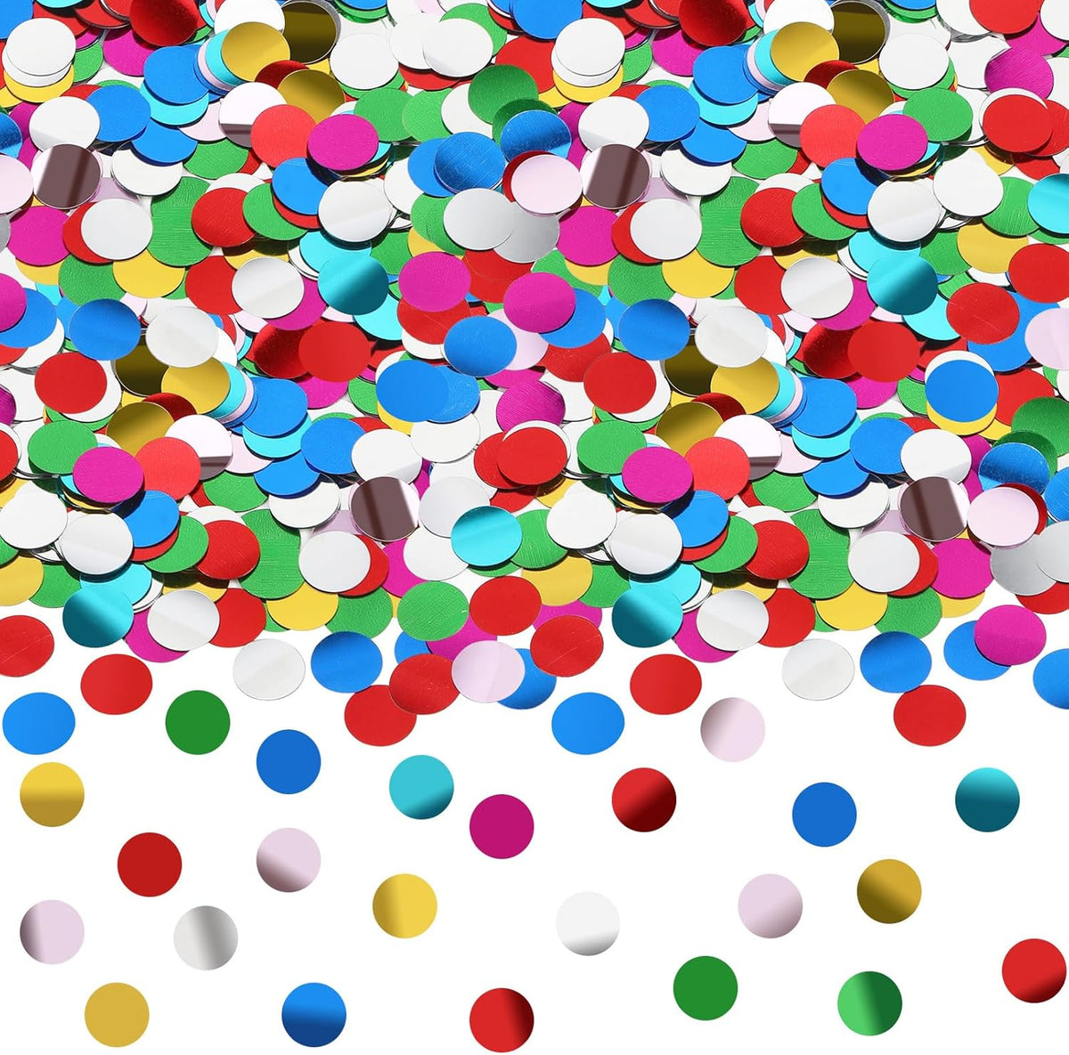 MARFOREVER Multicolor Foil Confetti, Glitter Round Confetti Rainbow Circle Dots Birthday Table