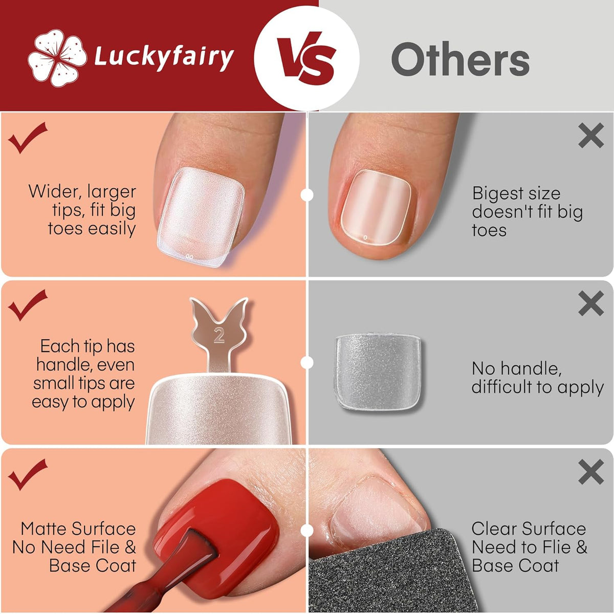 Square Toe Nail Tips 360Pcs Full Cover Big Wide Toe Nails Tips Matte Fake Toe Nail 15Sizes Soft Gel