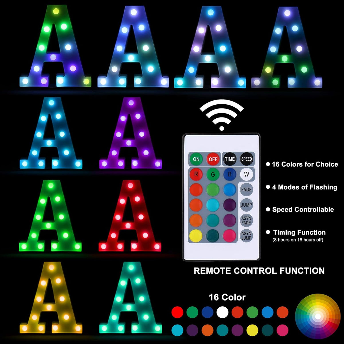 Foaky Colorful LED Letter Lights with Remote,Marquee Light Up Letters Sign for Night Light