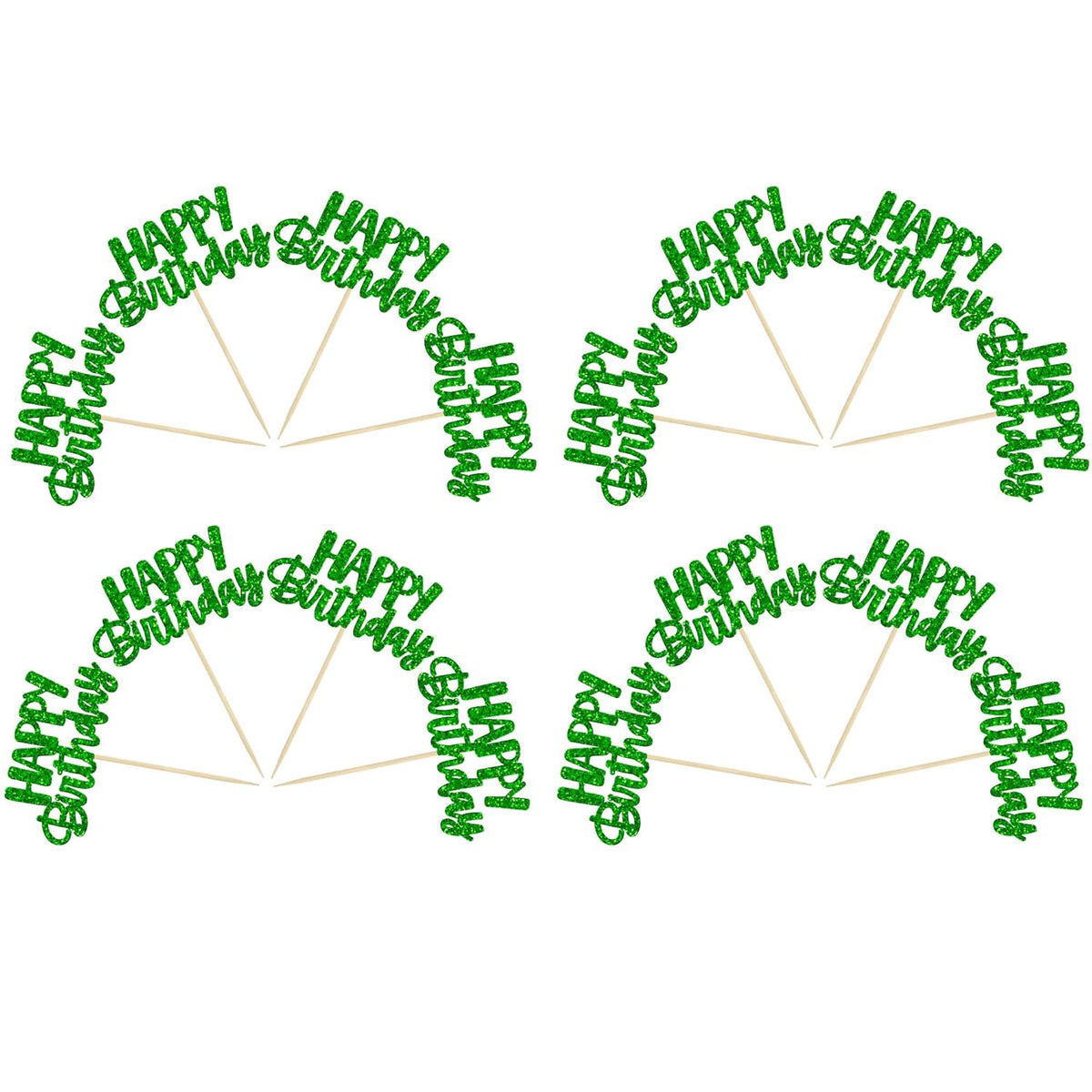 Gyufise 24 Pcs Happy Birthday Cupcake Toppers Glitter Cupcake Food Picks for Celebrating Theme