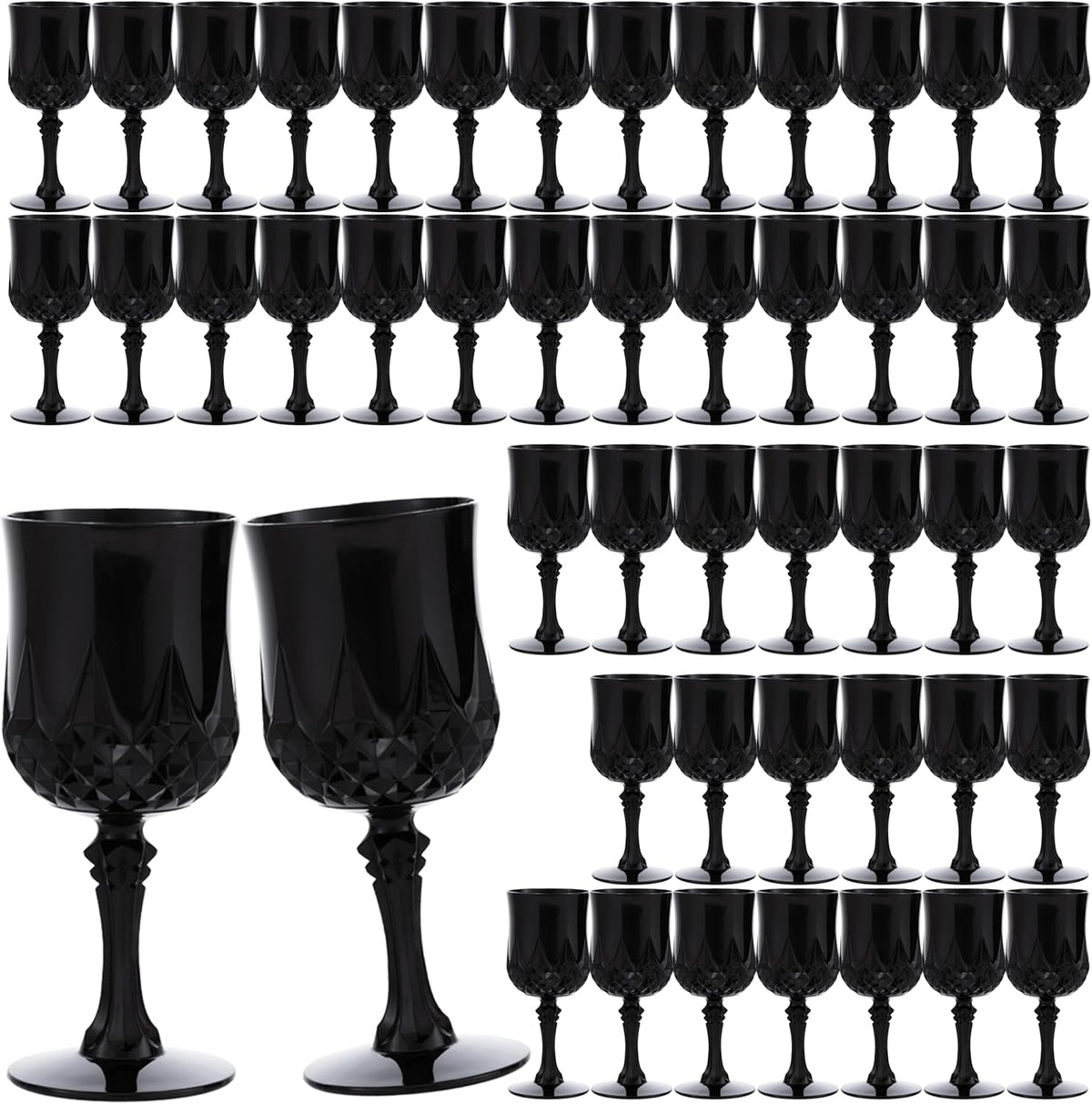 JLYLOL Plastic Vintage Wine Glasses 7OZ Plastic Goblets Vintage Drinking Glasses 48PCS Retro