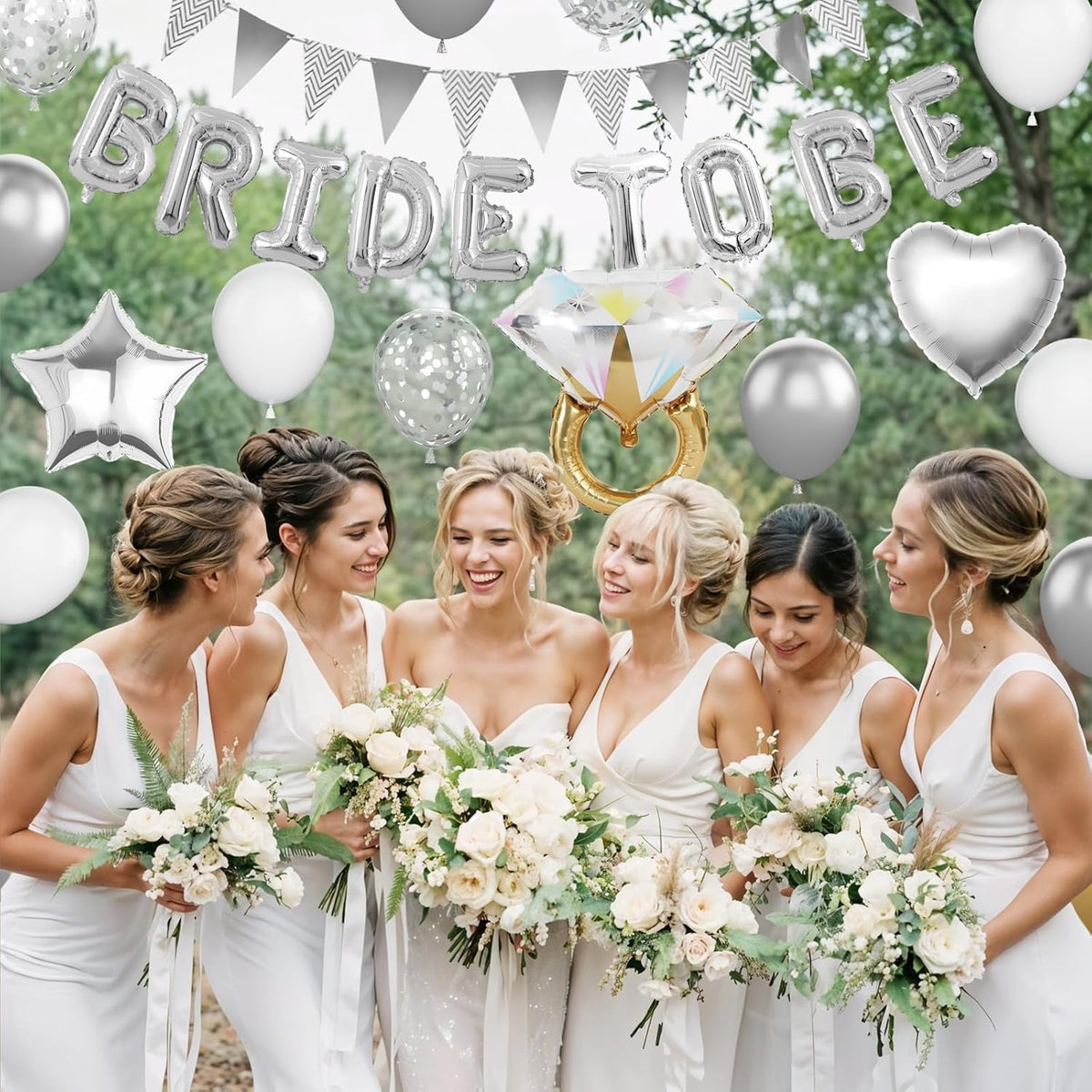 Silver Bachelorette Party Decorations, Silver Bride To Be Bridal Shower Balloons Decorations