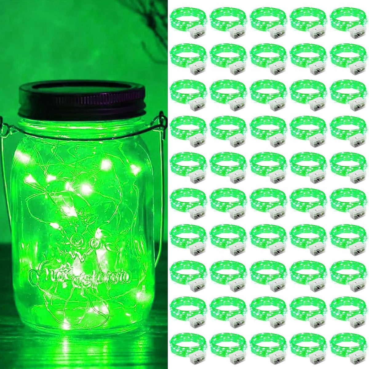 ZGWJ 50 Pack Fairy Lights Battery Operated, 7ft 20 Mini LED Fairy String Lights Silver Wire 3 Modes