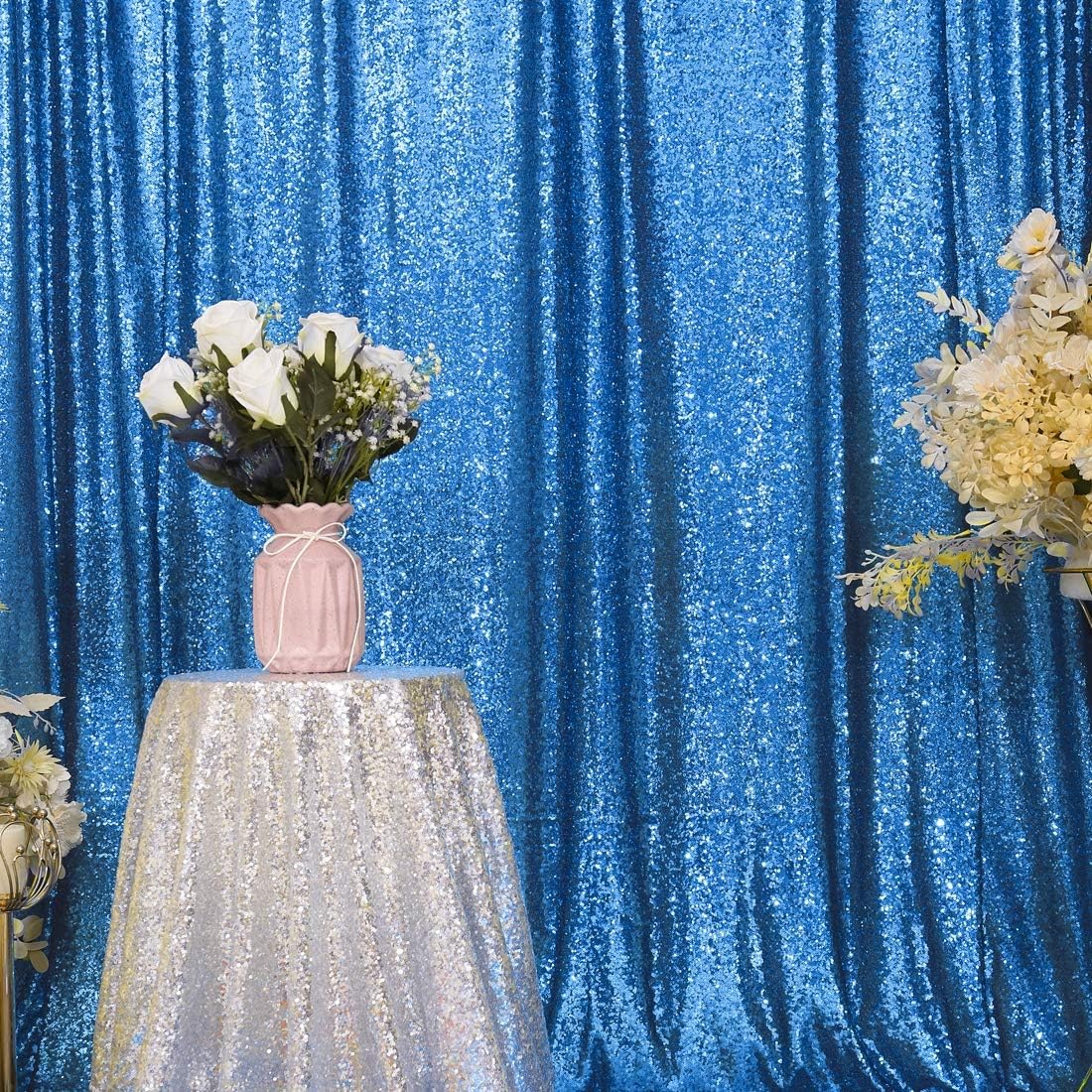 Eternal Beauty Turquoise Sequin Backdrop, 10x10 Ft Glitter Background Curtains for Shimmer