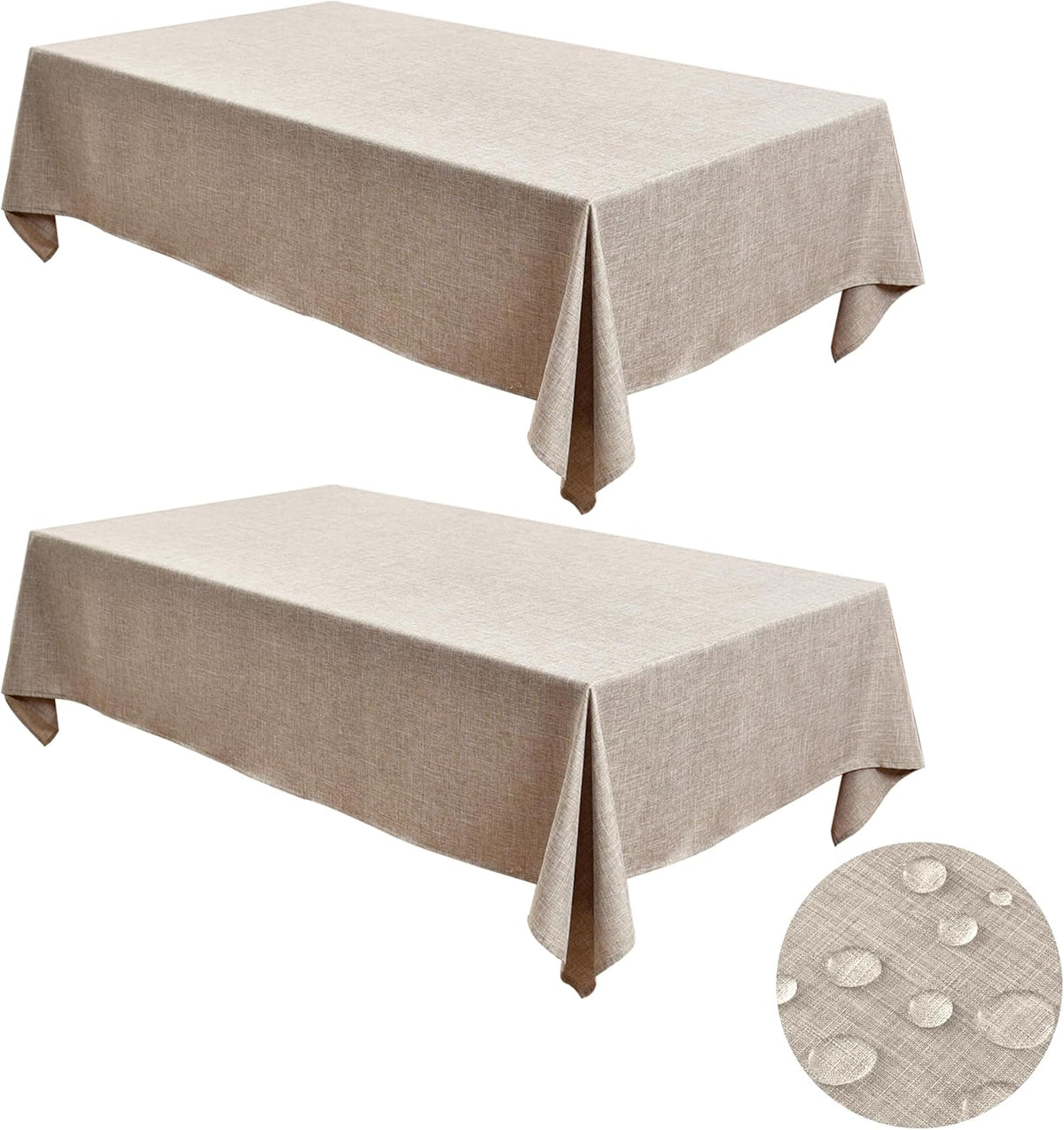 Fitable Faux Linen Tablecloths for Rectangle Tables: Water & Stain Resistant Farmhouse Table Cloth