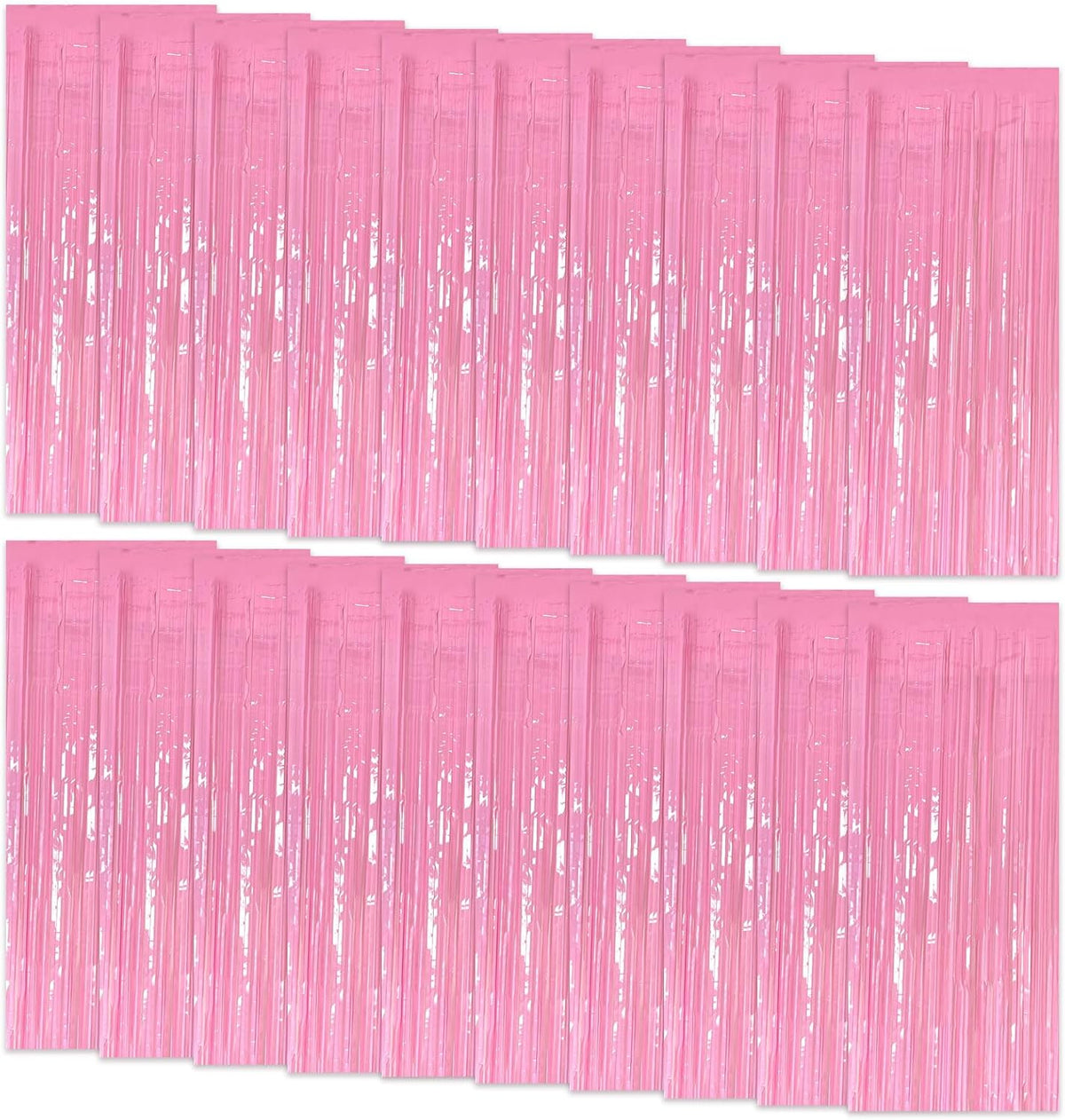 20 Pack Foil Curtain Pink Backdrop Streamers Metallic Tinsel Fringe Curtains Photo Booth Props for