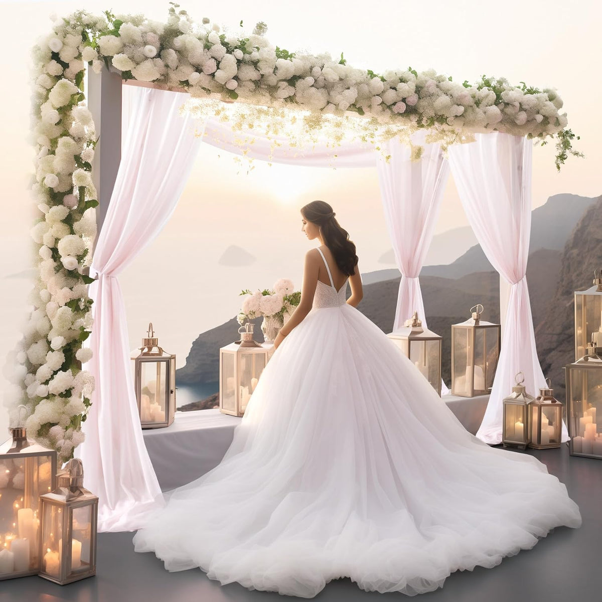 30" x 20Ft Wedding Arch Draping Fabric, 2 Panels Blush Sheer Curtain Drapes Extra Wide & Long