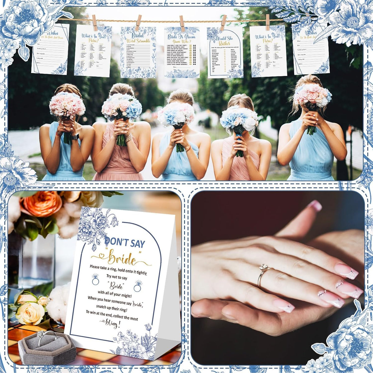 Estune 331 Pcs Bridal Shower Games Supplies, 5 Sets 250 Pcs Wedding Games Cards, 60 Pcs Rings, 20