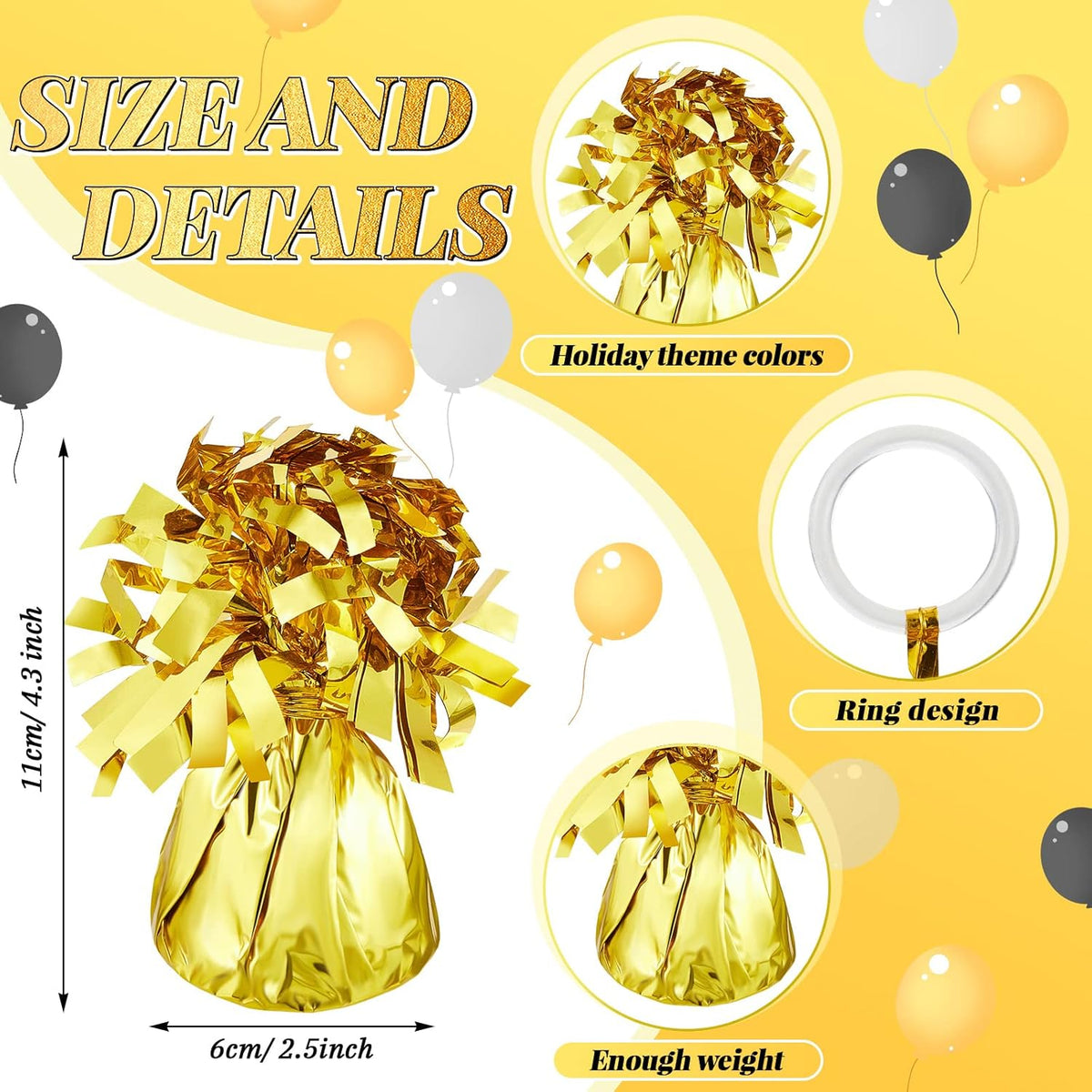 36 Pieces Metallic Balloon Weights Set Heavy Solid Balloon Weights Table Centerpiece DIY Decor for