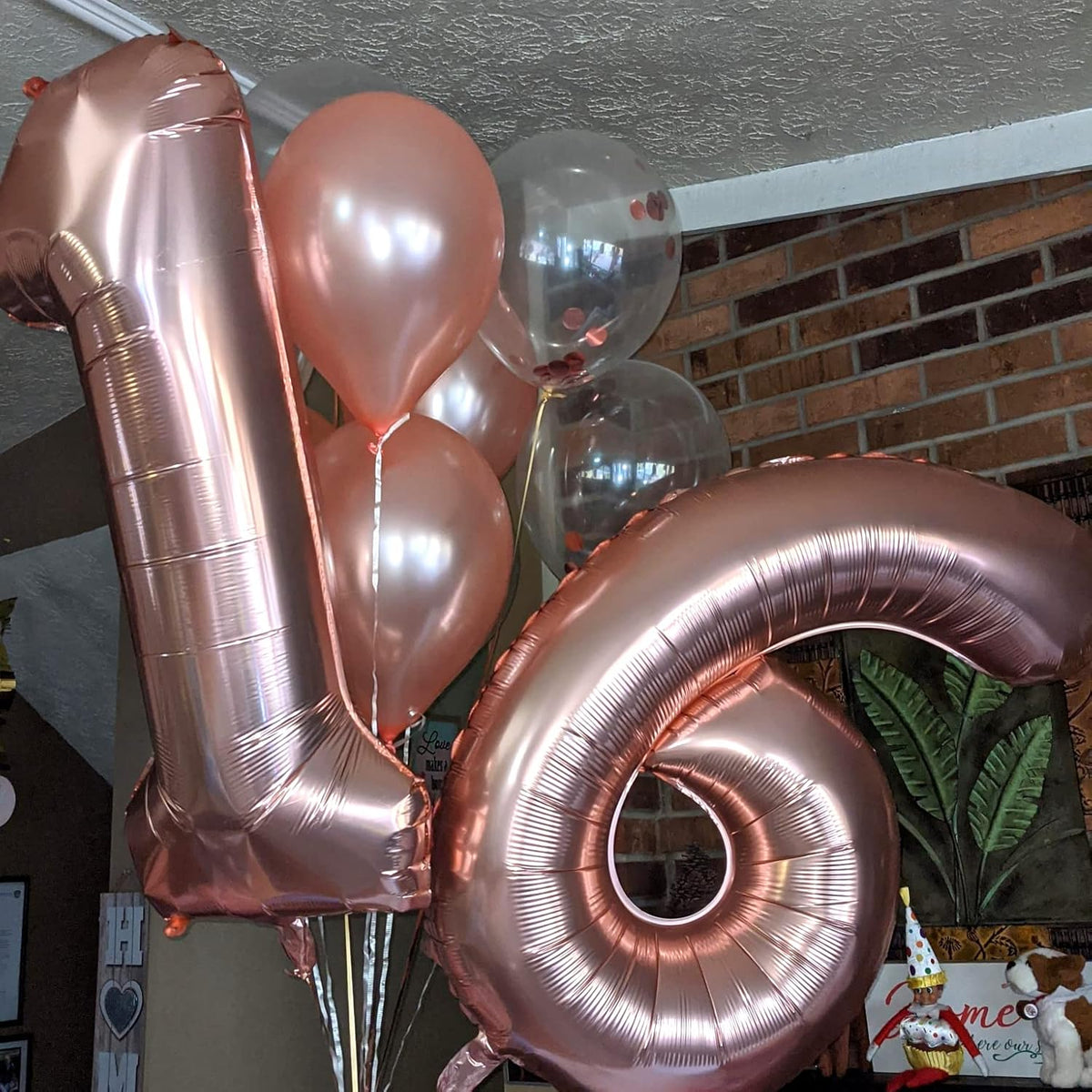 Rose Gold Foil Balloon Number 6, 40'' Giant Self Inflating Number Balloons Set 0-9, Large Number 6