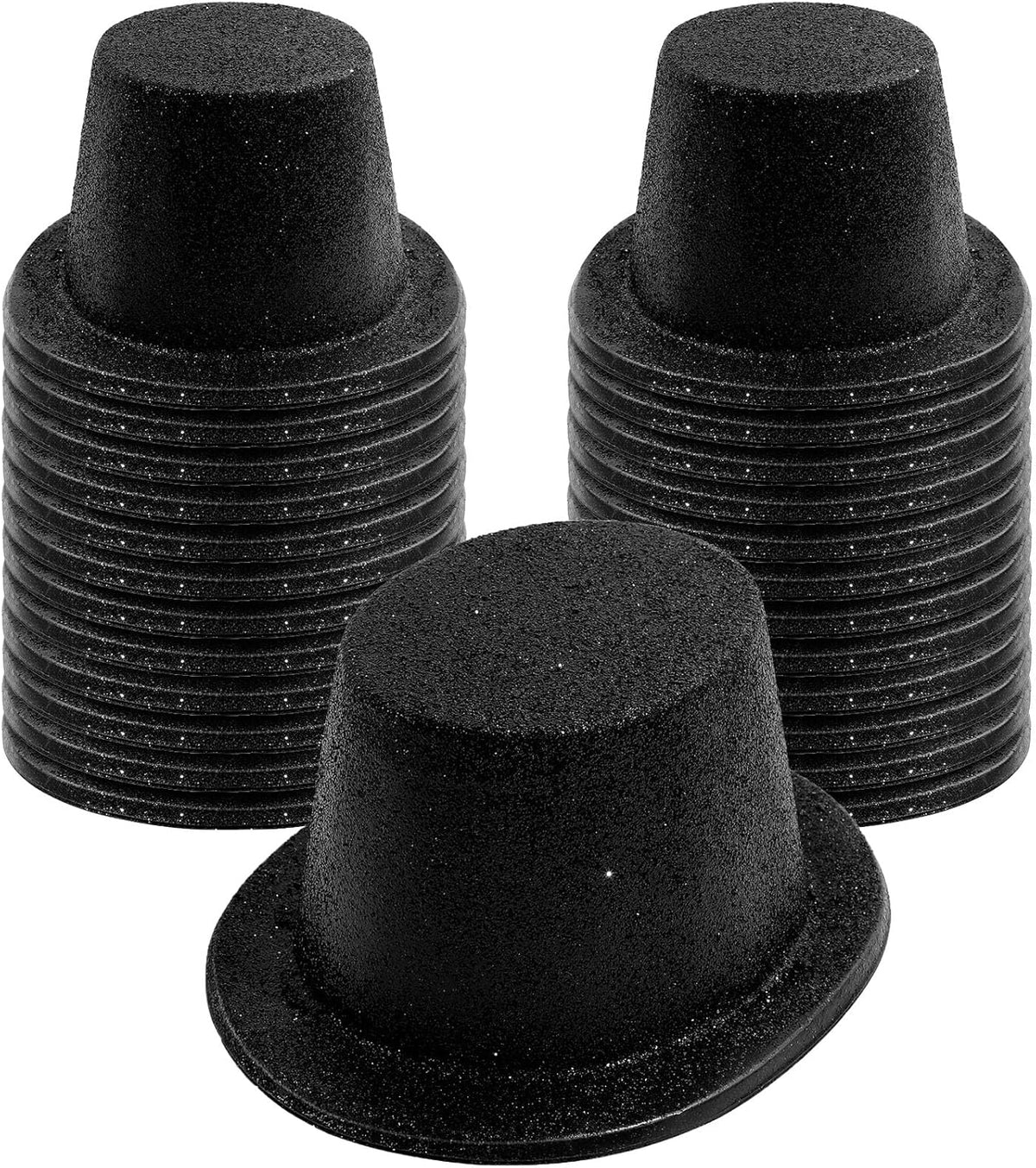 Hillban 24 Pcs Halloween Glitter Top Hat Bowler for Adults 1920s Dress Glitter Hats for Masquerades