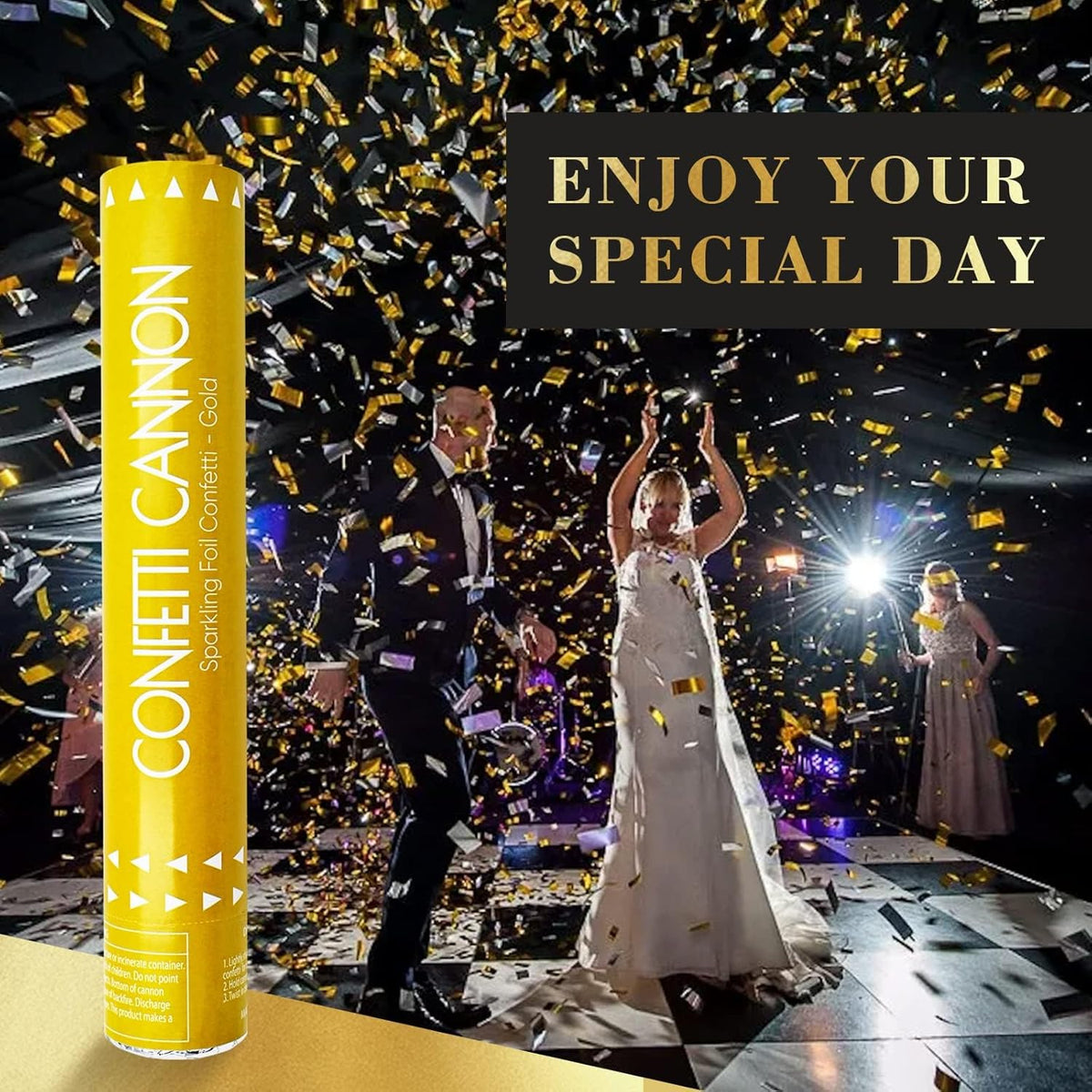 Confetti Cannon Gold Party Poppers 12 Inch Streamer Cannon 12 Pack Golden Party Poppers Shooters