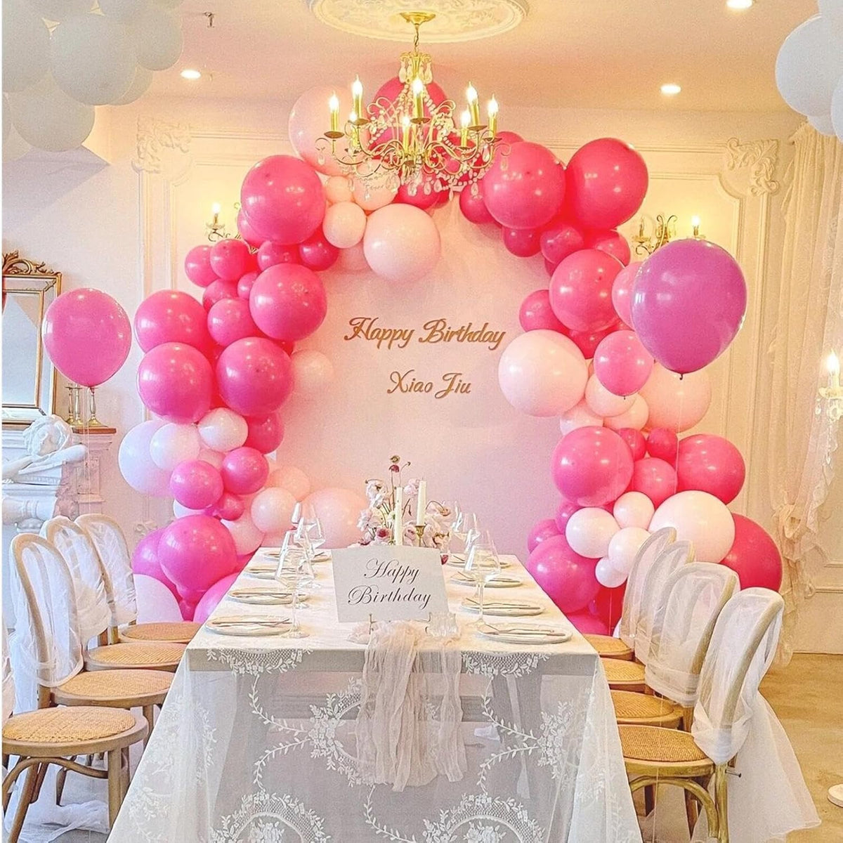 412pcs Hot Pink Balloon Garland Arch Kit 18 12 10 5 Inch Different Sizes Matte Latex Balloons for