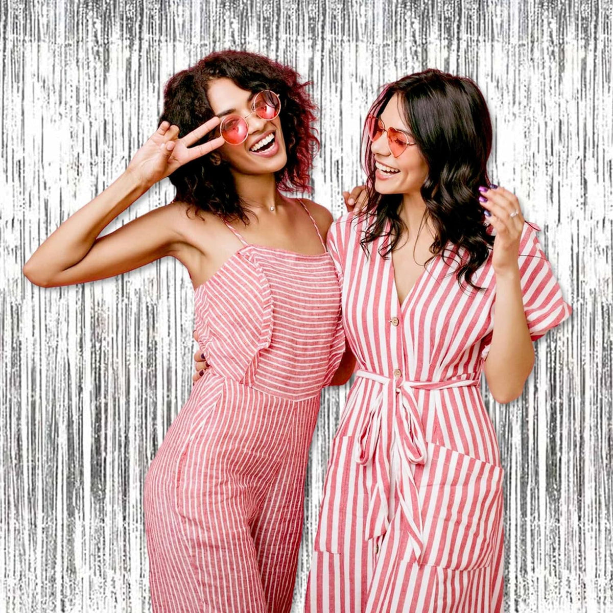 3 Pack Silver Foil Fringe Curtains Backdrop, 3.28 x 9.8 Ft Metallic Streamers Tinsel Curtains