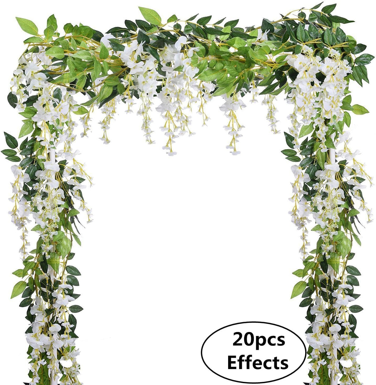 DearHouse 4Pcs 6.6Ft/Piece Artificial Flowers Silk Wisteria Garland Artificial Wisteria Vine Rattan