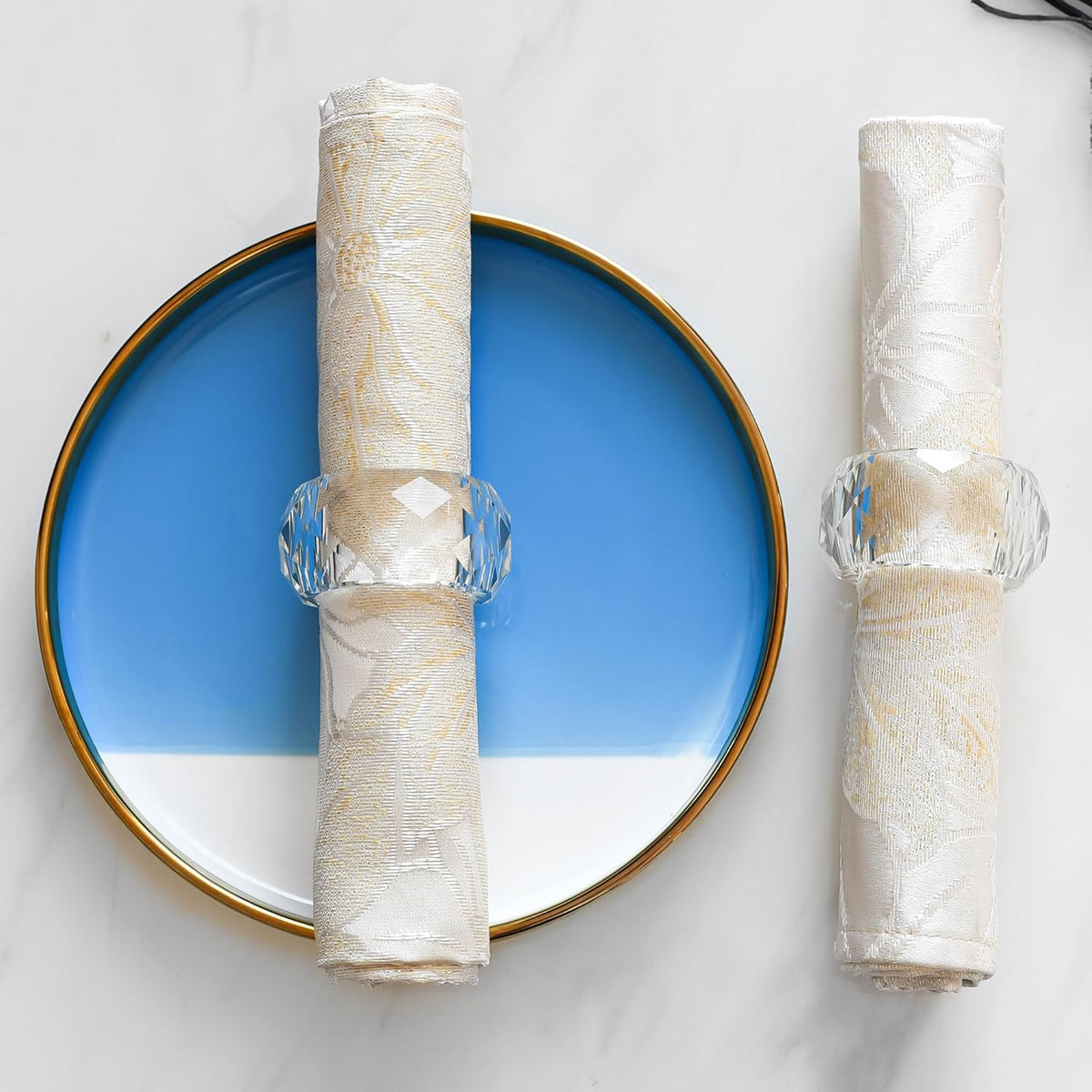 kitCom Crystal Napkin Ring Holders Set of 12, Luxury Crystal Napkin Holder Rings, Diamond-Shaped