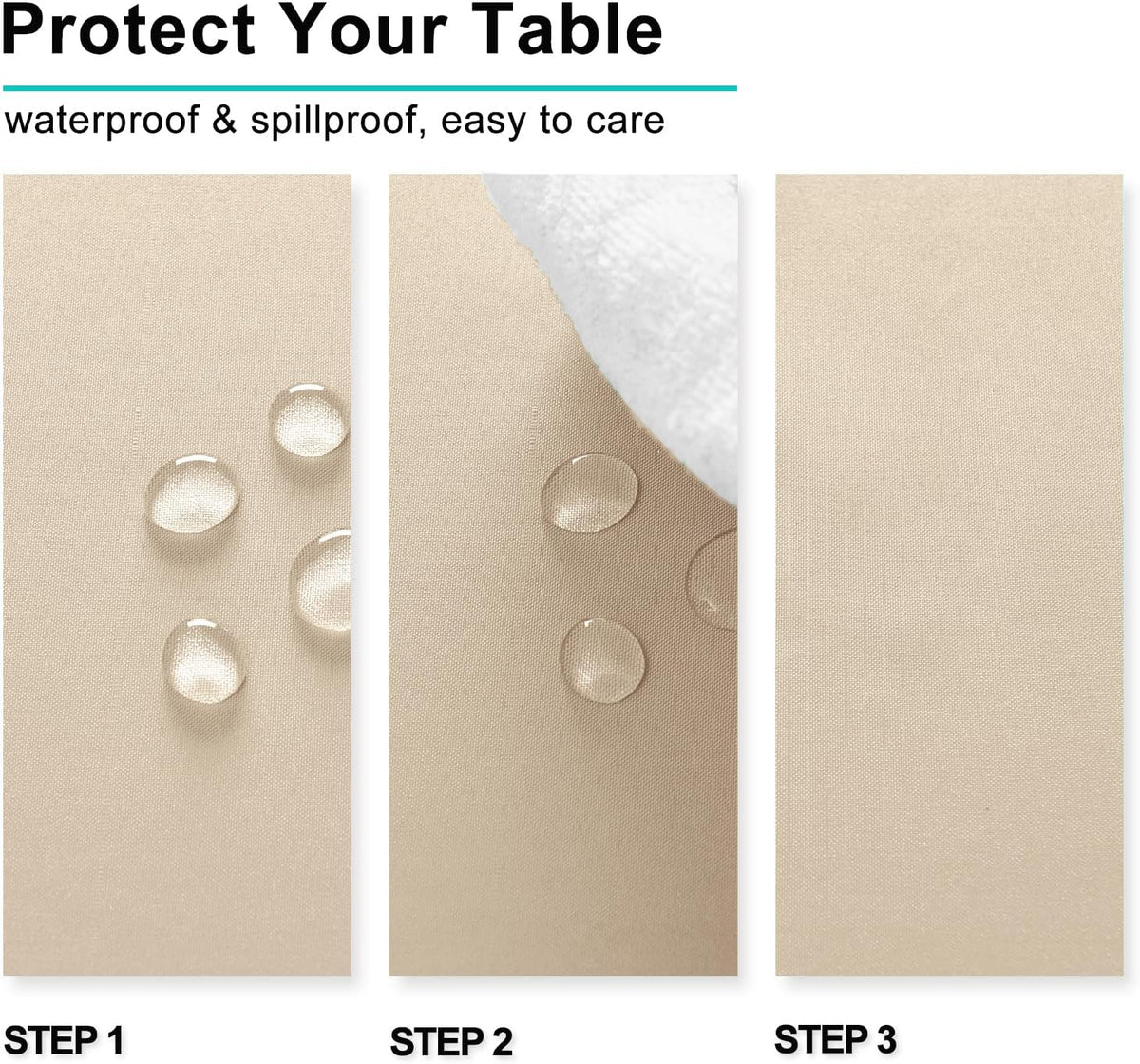 Hiasan Waterproof Tablecloth Rectangle - Washable Fabric Table Cloth for Dining Room Kitchen