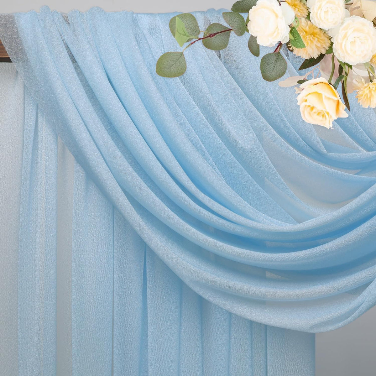 Wokceer Wedding Arch Draping Fabric 28.7" x 20FT Baby Blue Drapes Sheer Fabric Backdrop Arch