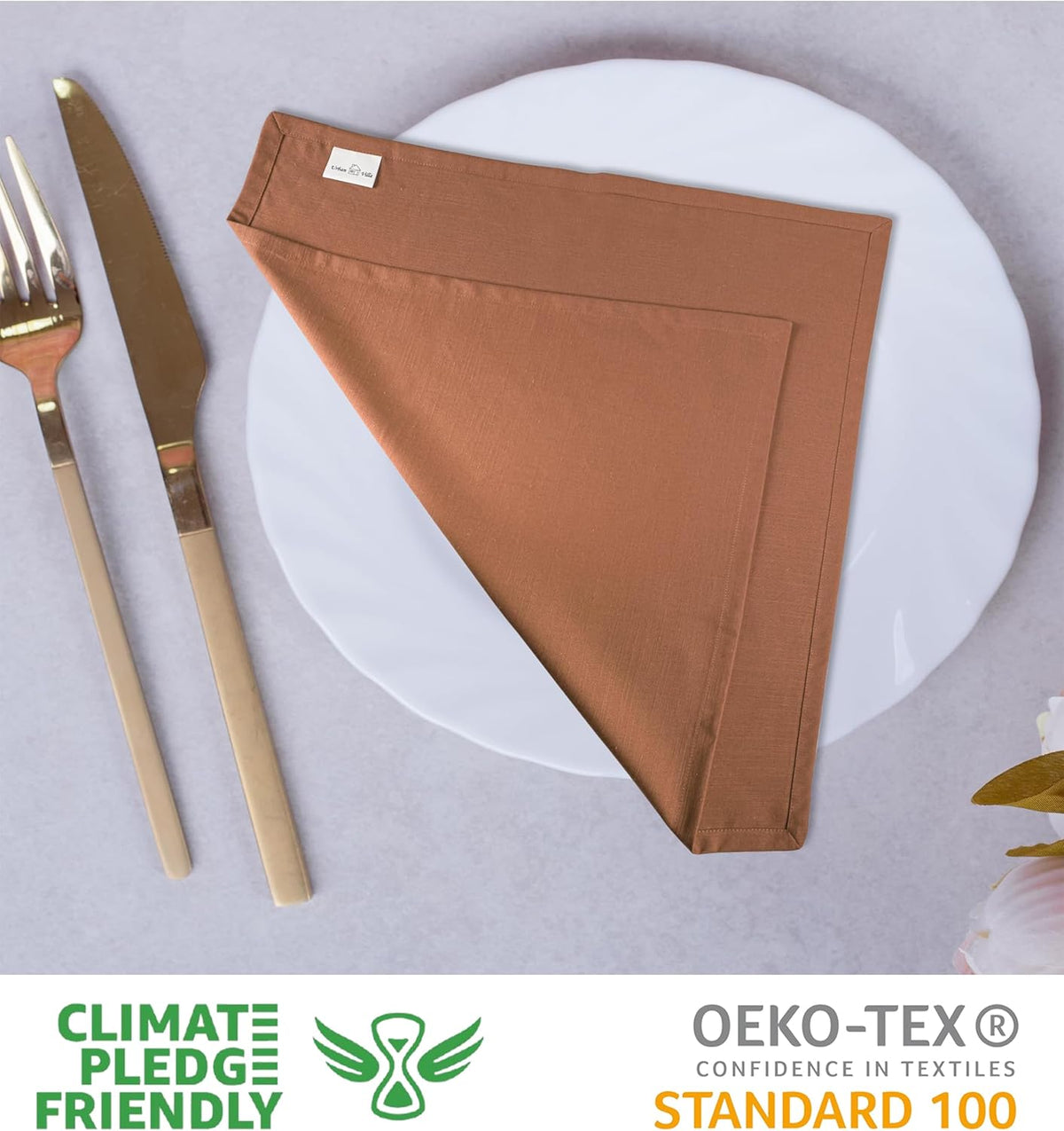 Urban Villa Fall Cloth Napkins Rust Color Dinner Napkins Set of 12 20''x20'' 100% Cotton Slub