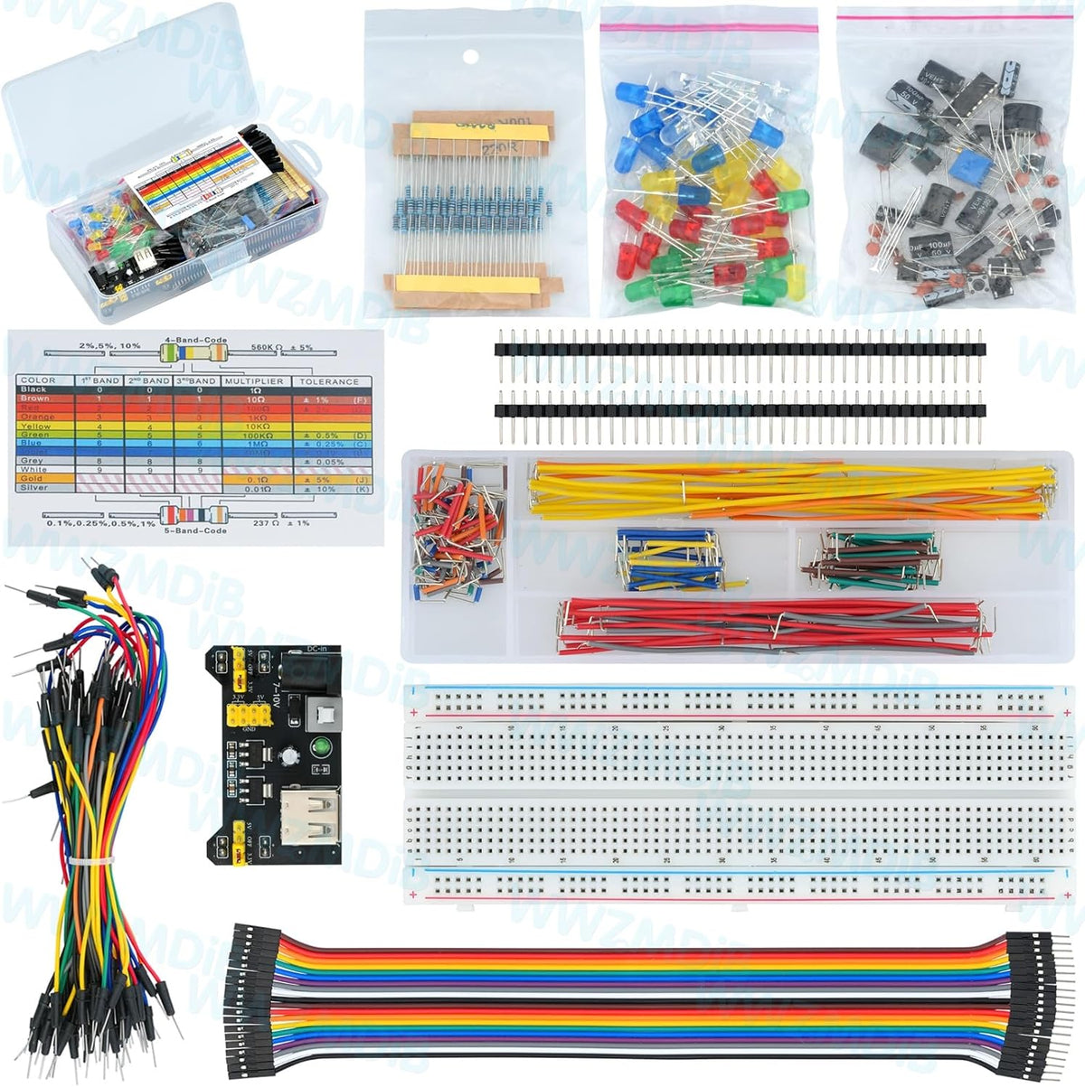 WWZMDiB 438 Pcs Electronics Breadboard Kit Beginner Starter Kit Compatible with