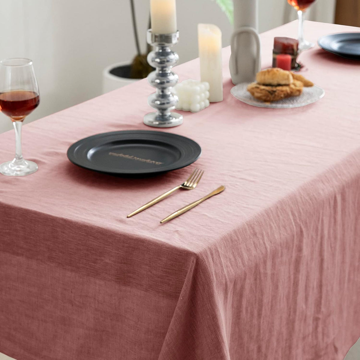 EVERLY 100% Pure Linen Rectangle Tablecloths 60x108Inches for Dining,Buffet