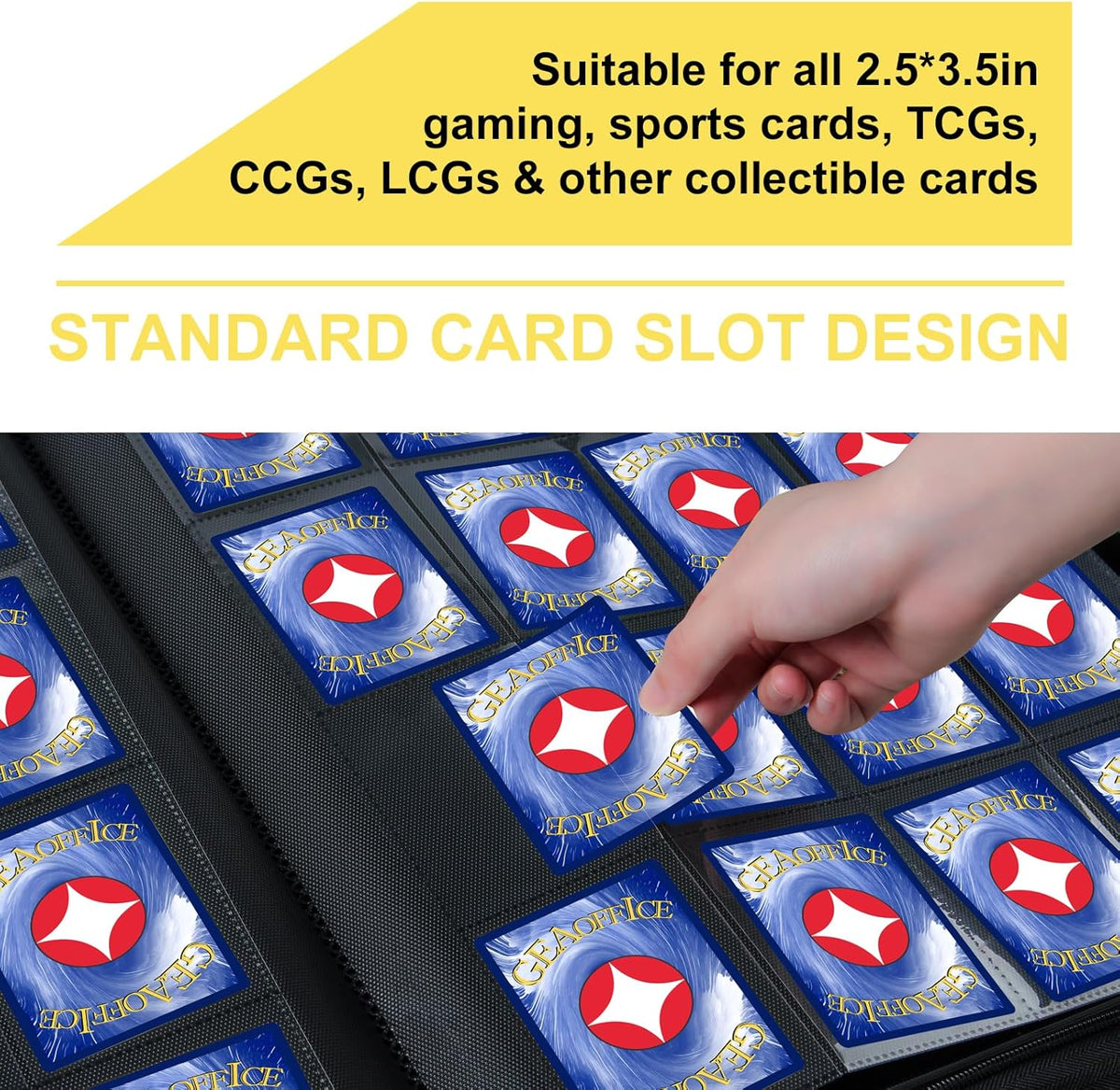 GEAoffice Premium 1000 Trading Card Binder, Large Side Loading 16 Pocket Card Collection Binder