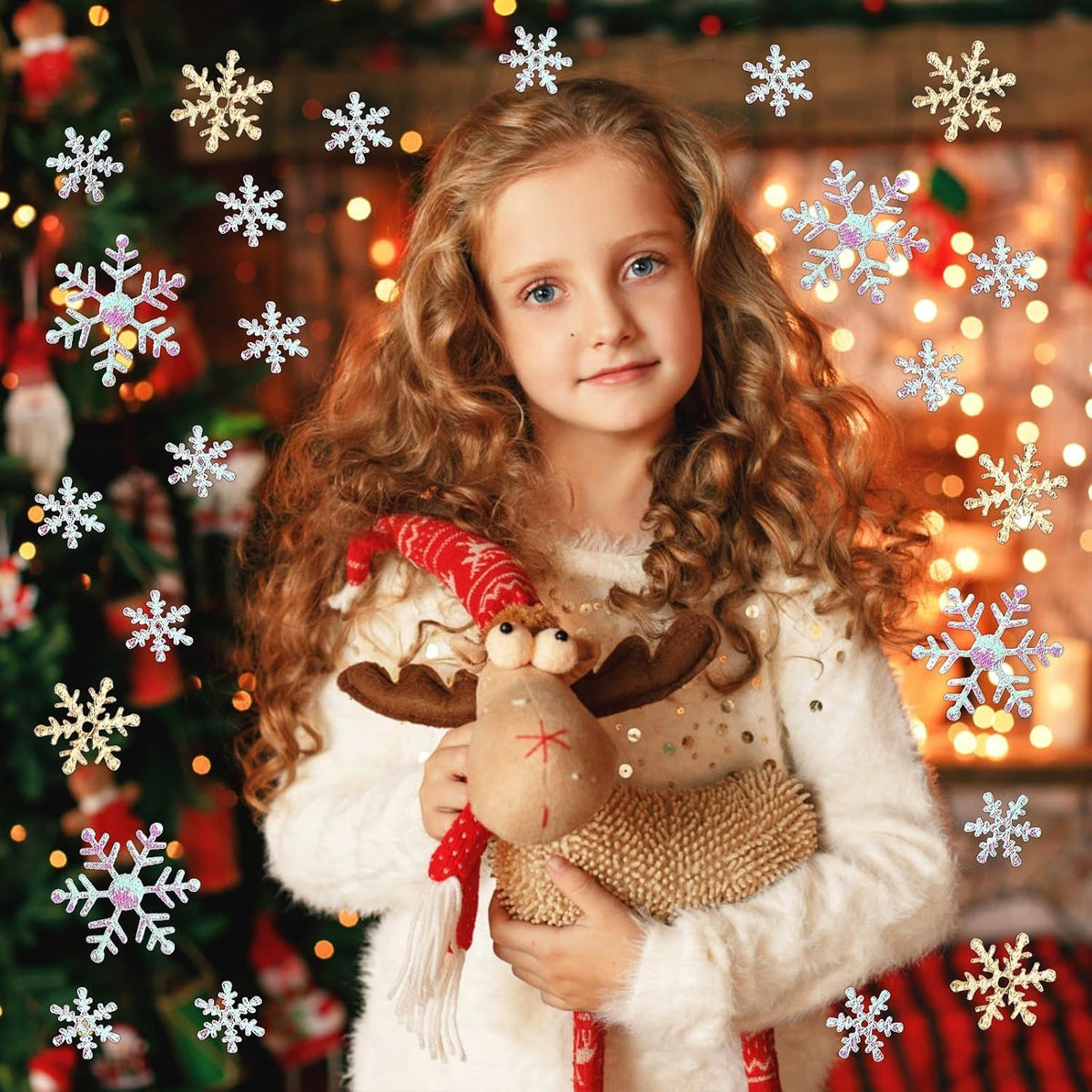 MARFOREVER Snowflake Confetti Decorations, Christmas Snowflake Glitter Confetti White Gold Winter