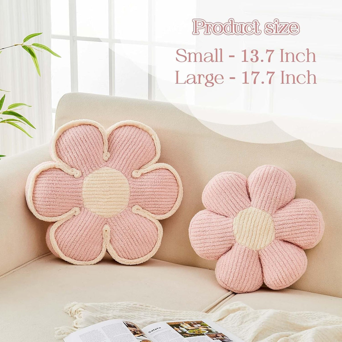 Flower Pillow, Soft Flower Decorative Throw Pillow, Cute Daisy Flower Shaped Seating Floor Cushion