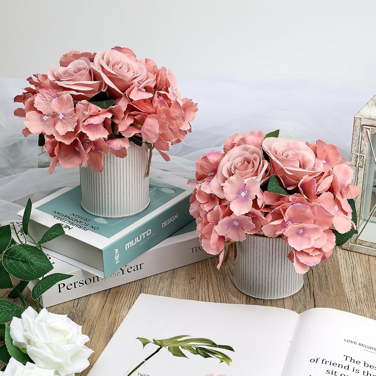 Flower Table Centerpieces - Set of 6 Floral Arrangement Artificial Wedding Hydrangeas Floral