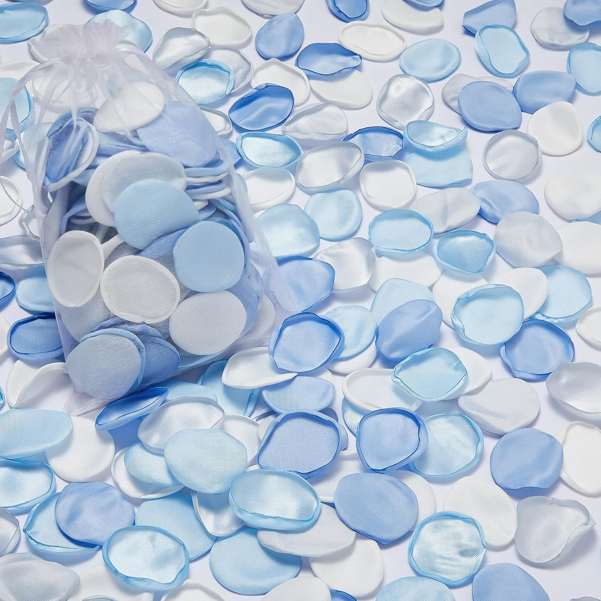 Serwalin 300Pcs Silk Rose Petals Flower Petals for Christmas Weddings Proposal Blue and White