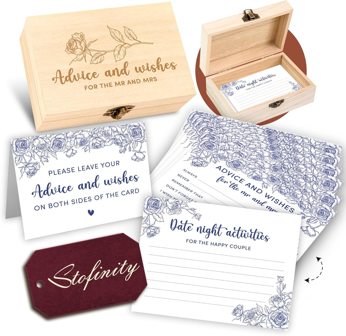 Advice And Wishes For The Mr And Mrs - Wedding Advice Cards For Bridal Shower Decorations, Blue
