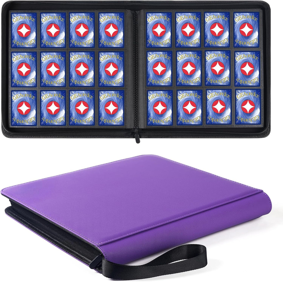 GEAoffice 12 Pocket Card Binder Holds 720 Cards - Sturdy PU Cover Trading Card Collection Holder