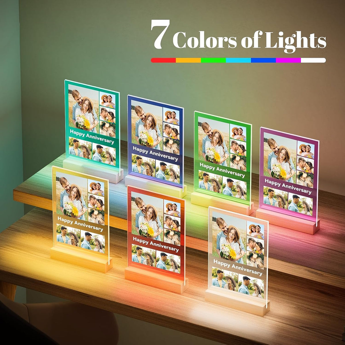 Custom Picture Frames with Photos, Personalized Photo Frame with Night Light, Customized Gifts for