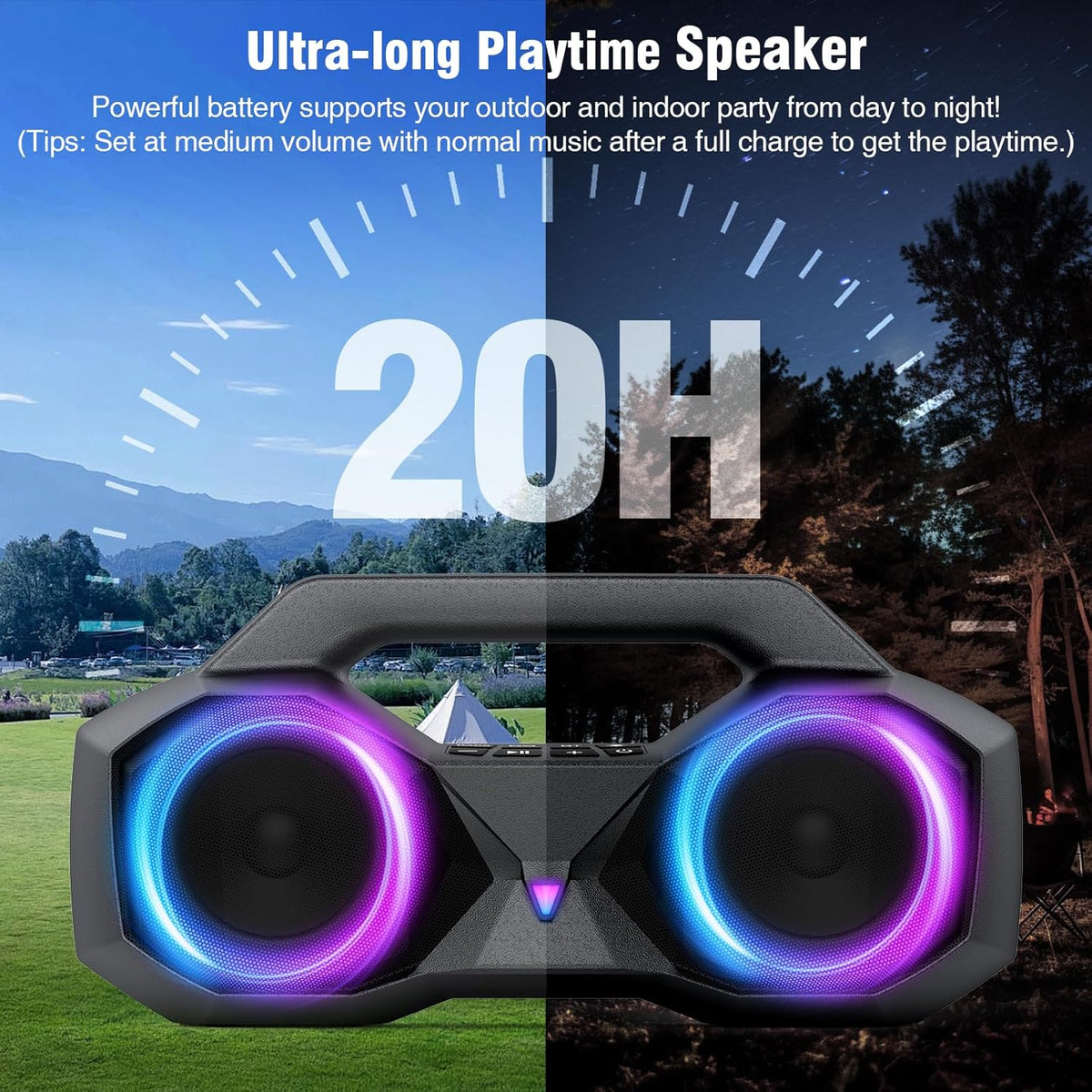 KMAG Bluetooth Speaker Wireless, 80W Loud Speaker with Deeper Bass, IPX7 Waterproof, 20H Playtime