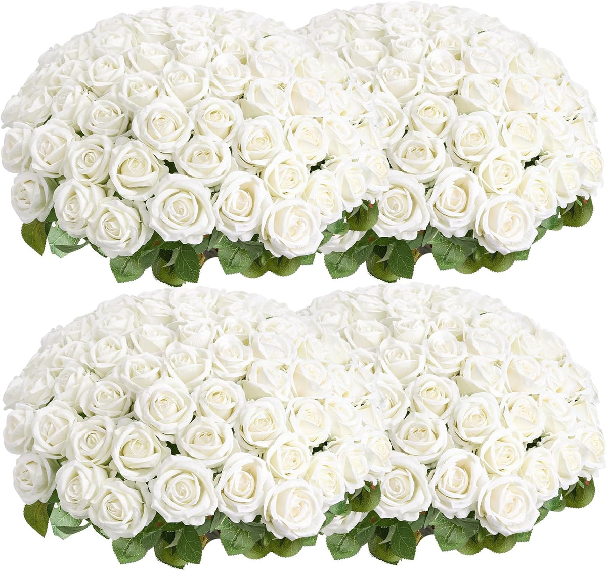 Auihiay 104pcs Roses Artificial Flower - Realistic White Fake Roses for Wedding Centerpieces, Table