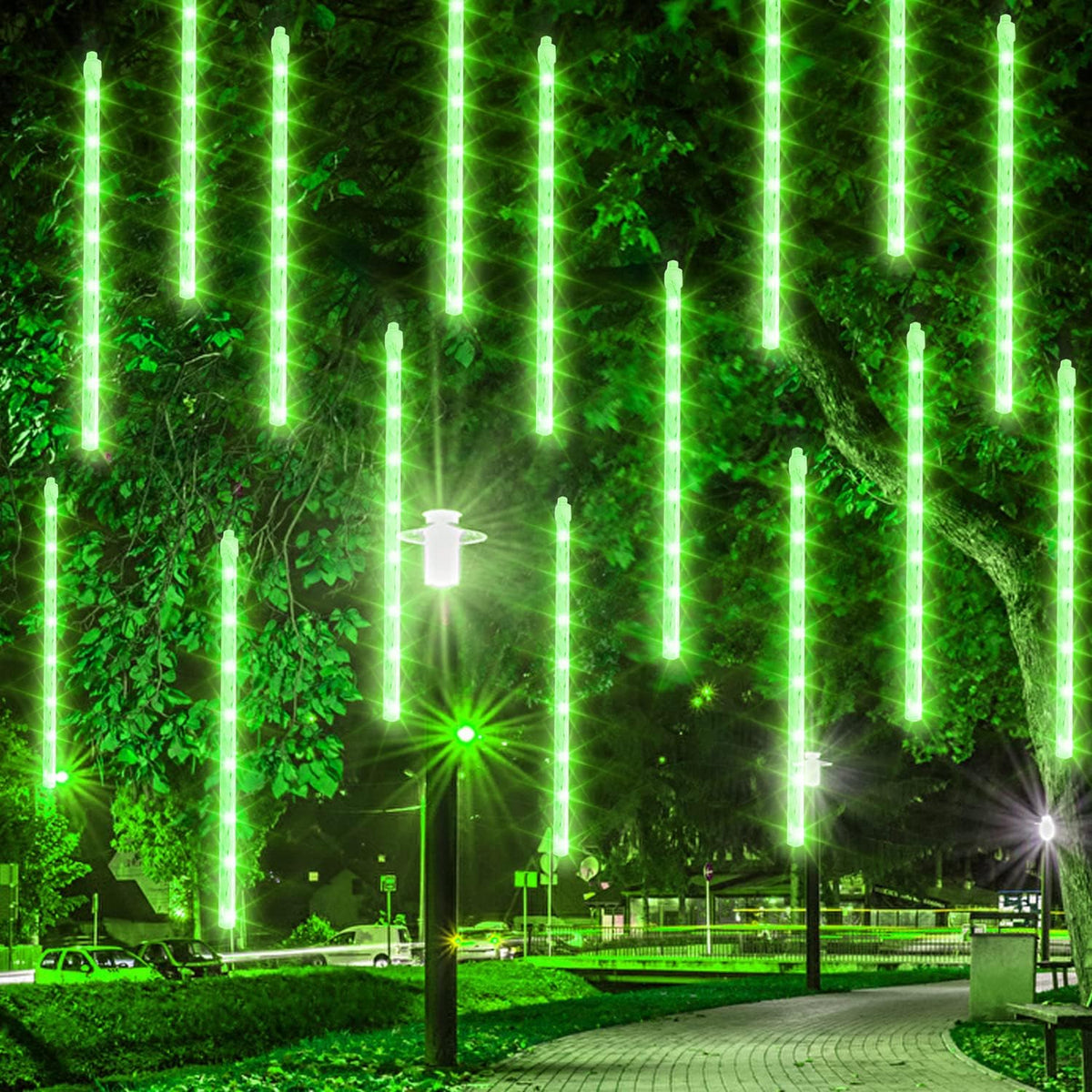 Dazzle Bright 288 LED Christmas Light, 11.8 Inch Meteor Shower Rain Lights with 8 Tubes, Waterproof