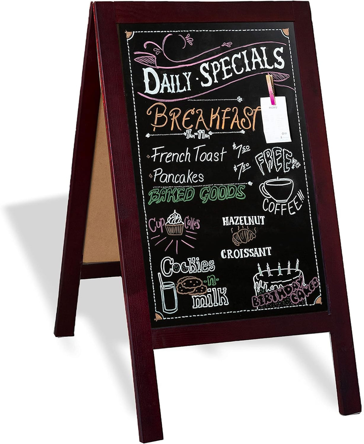 Ilyapa Wooden A-Frame Sign with Eraser & Chalk - 40 x 20 Inches Magnetic Sidewalk Chalkboard