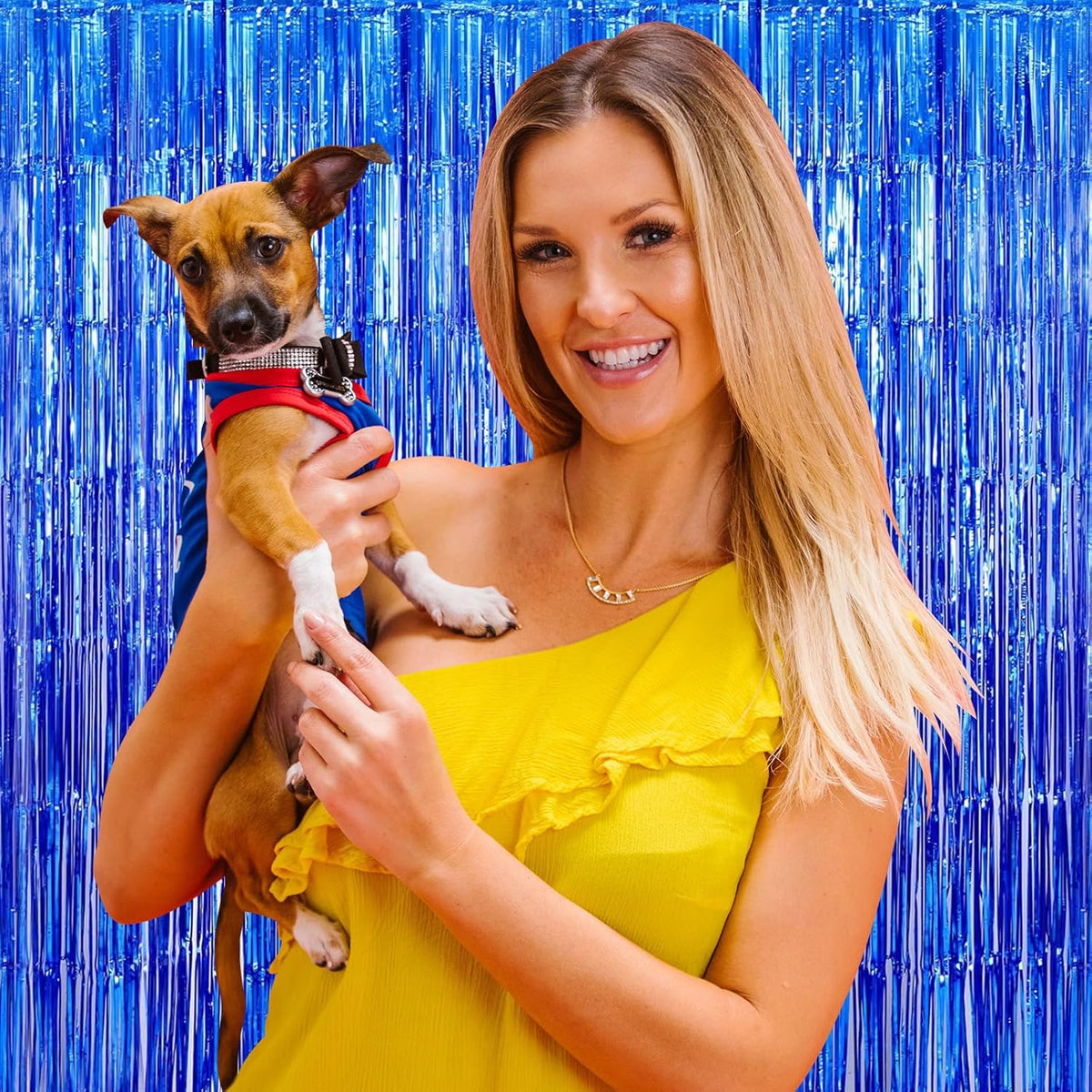 10 Pack Blue Backdrop Curtain 3.2ft x 8.2ft Metallic Tinsel Foil Fringe Curtains Photo Booth