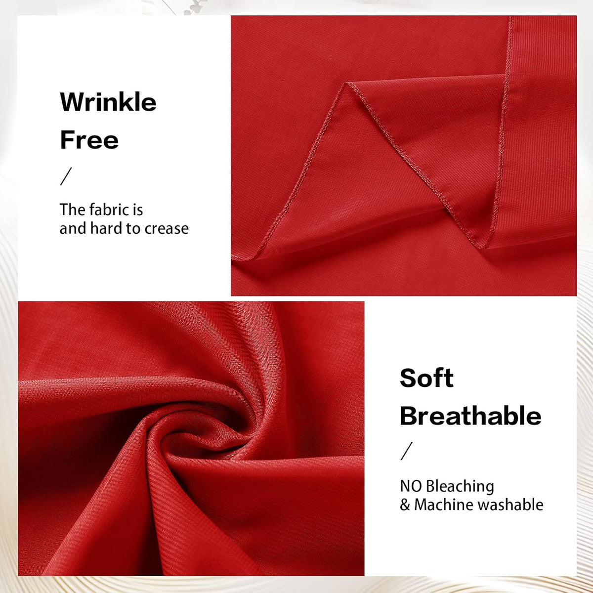 VOK Red Wedding Arch Draping Fabric Chiffon Fabric, 29in x 18Ft 2 Panels Sheer Chiffon Outdoor