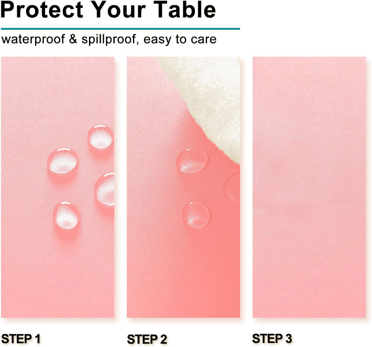 Hiasan Rose Pink Tablecloth for Rectangle Tables - Waterproof and Spillproof Washable Fabric Table