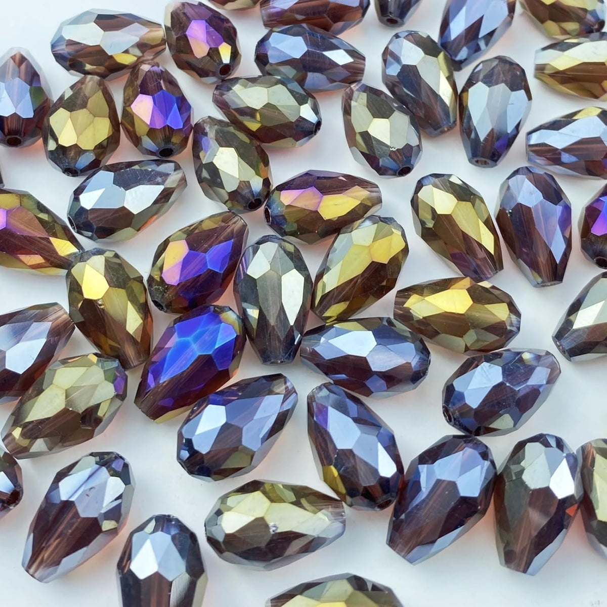 200pcs 4x6mm Teardrop Crystal Glass Beads Vertical Hole Faceted Glass Teardrop Spacer Beads for