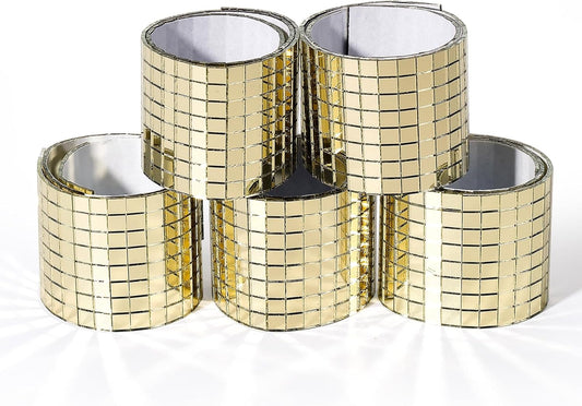 PP OPOUNT 2360 Pieces Self Adhesive Mosaic Tiles, Gold Disco Tiles, Square Glass Mosaic Mirror for