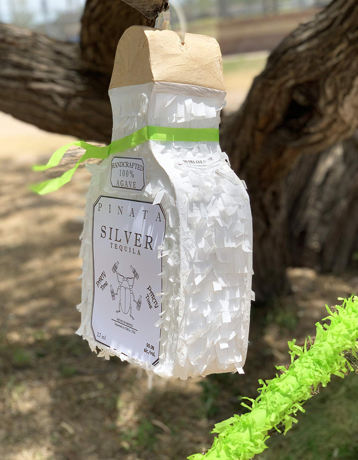 Jergrim White Tequila Bottle Piñata 4-piece set, 16x11x3 inches, Perfect for Party Decorations