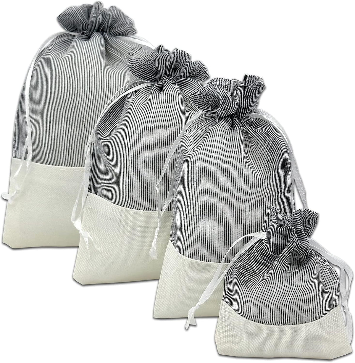 TheDisplayGuys For Your Modern Living 24-Pack Linen & Black Organza Gift Bags with Drawstrings