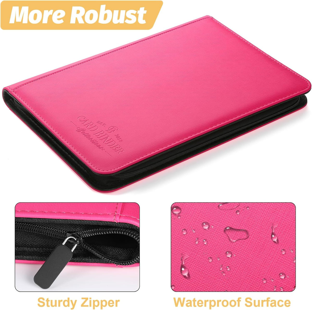 9 Pocket Card Binder, Premium Zip Trading Card Binder, 540 Double Sided Pocket PU Collection