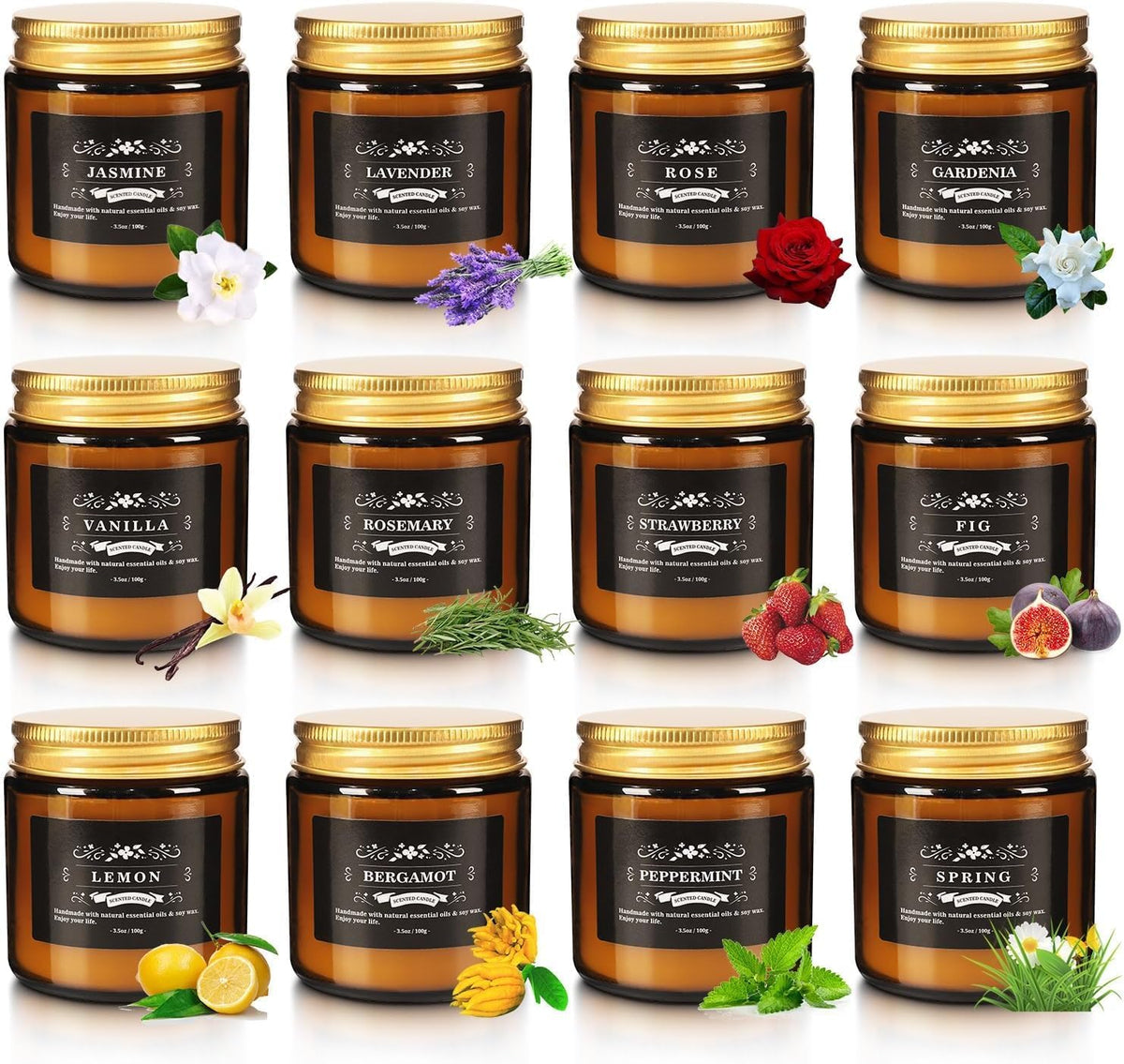 12 Pcs Scented Candles with Added Natural Essential Oils, 3.05oz, Suitable for Various Festivals