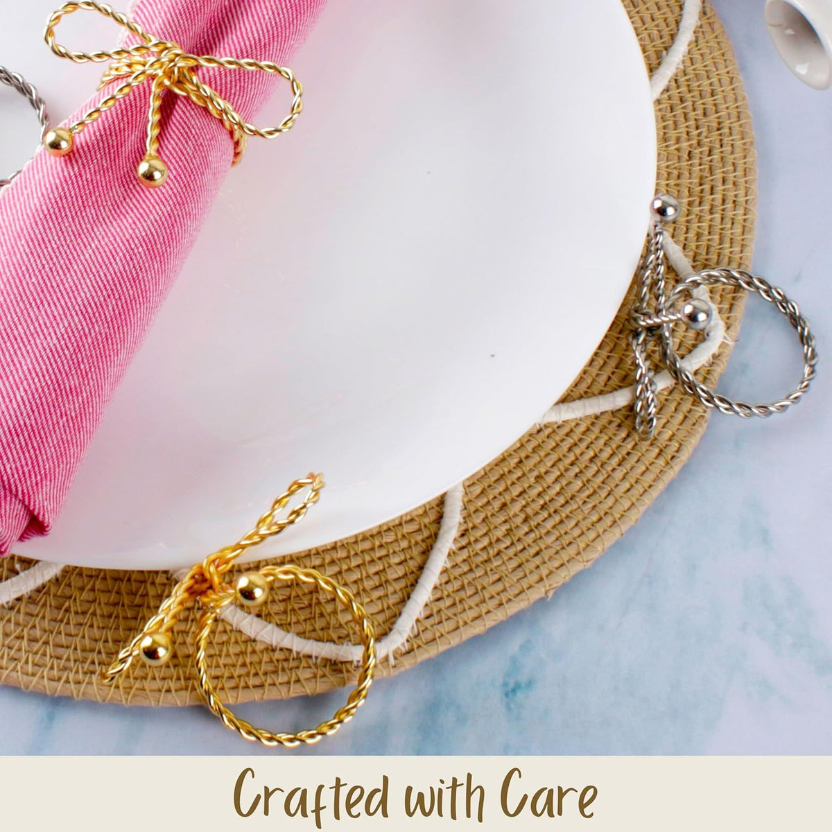 Heavy Duty Metal Napkin Ring Set of 12 - Elegant Napkin Ring with Sturdy Design - Handmade Napkin